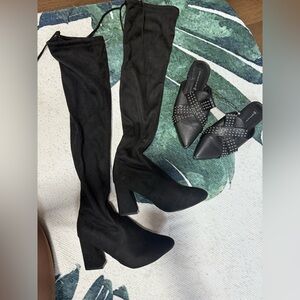 Steve Madden Black Over the Knee Boots with Block Heel